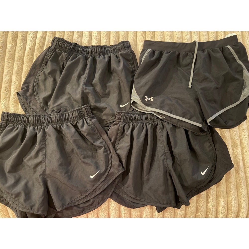 Lot of 4 Nike Dri-FIT Under Armour Running Shorts Black Womens Small